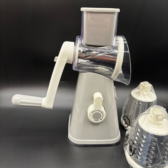 KITCHEN HQ Speed Drum Grater Gray Stainless Steel Gadget 3 Blades - Picture 4 of 5